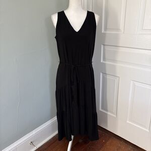 Tommy Bahama Women's Medium Carmela Sleeveless Tiered Midi Dress Black